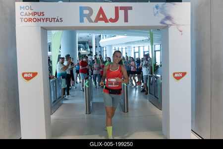 Stair running competition in MOL Campus tower in Budapest-stock-foto