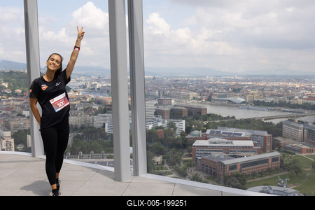 Stair running competition in MOL Campus tower in Budapest-stock-foto