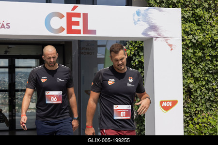 Stair running competition in MOL Campus tower in Budapest-stock-foto