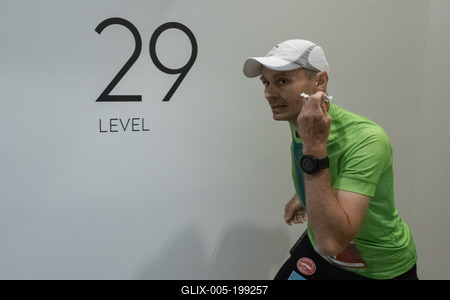 Stair running competition in MOL Campus tower in Budapest-stock-foto