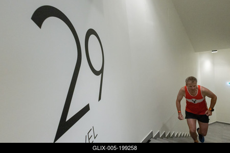 Stair running competition in MOL Campus tower in Budapest-stock-foto