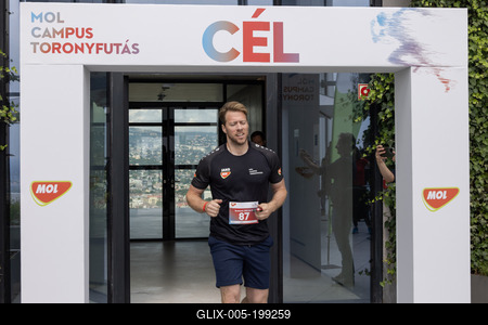 Stair running competition in MOL Campus tower in Budapest-stock-foto
