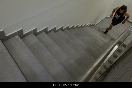 Stair running competition in MOL Campus tower in Budapest-stock-foto