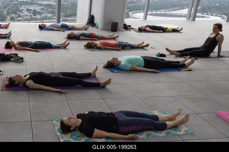 Stair running competition in MOL Campus tower in Budapest-stock-foto