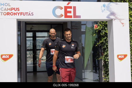 Stair running competition in MOL Campus tower in Budapest-stock-foto