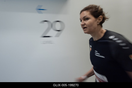 Stair running competition in MOL Campus tower in Budapest-stock-foto