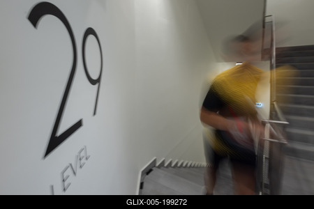 Stair running competition in MOL Campus tower in Budapest-stock-foto