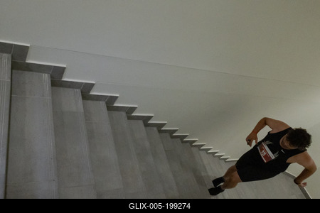 Stair running competition in MOL Campus tower in Budapest-stock-foto