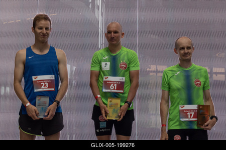 Stair running competition in MOL Campus tower in Budapest-stock-foto