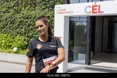 Stair running competition in MOL Campus tower in Budapest-stock-foto