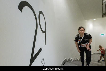 Stair running competition in MOL Campus tower in Budapest-stock-foto