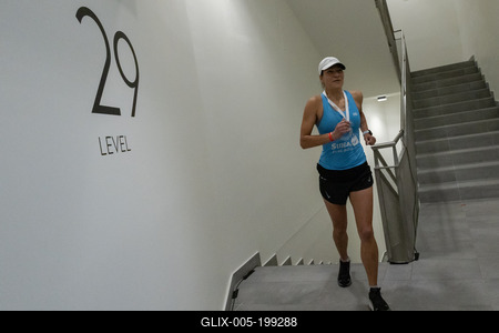 Stair running competition in MOL Campus tower in Budapest-stock-foto