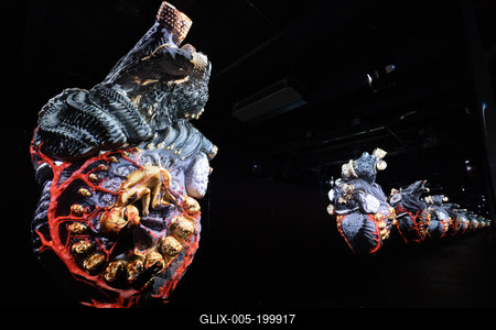 Cinema Mystica light painting exhibition in Budapest-stock-foto