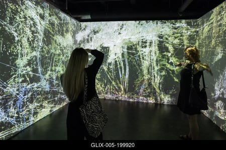 Cinema Mystica light painting exhibition in Budapest-stock-foto