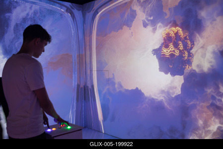 Cinema Mystica light painting exhibition in Budapest-stock-foto