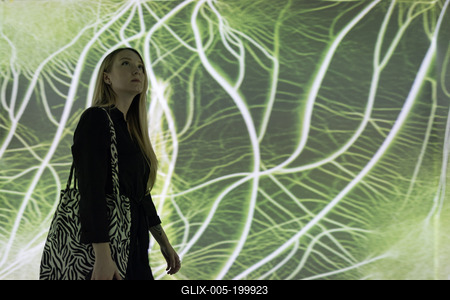 Cinema Mystica light painting exhibition in Budapest-stock-foto