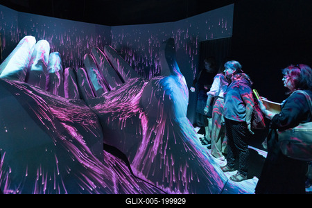 Cinema Mystica light painting exhibition in Budapest-stock-foto