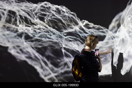 Cinema Mystica light painting exhibition in Budapest-stock-foto