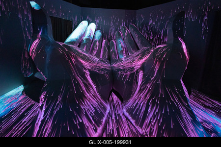 Cinema Mystica light painting exhibition in Budapest-stock-foto