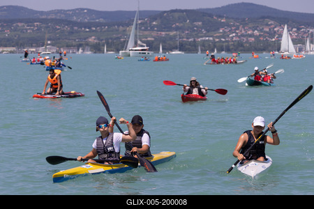 Balaton Cross Paddling in Hungary-stock-foto