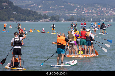 Balaton Cross Paddling in Hungary-stock-foto