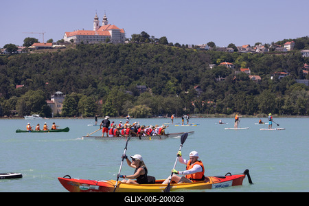 Balaton Cross Paddling in Hungary-stock-foto