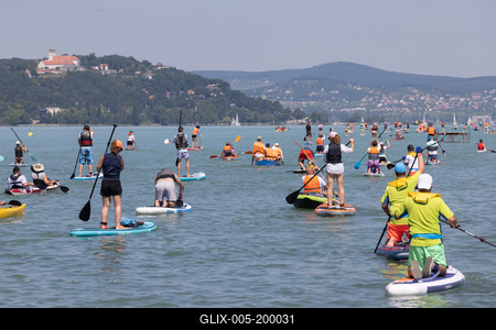 Balaton Cross Paddling in Hungary-stock-foto