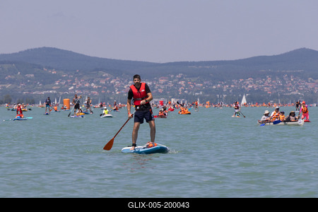 Balaton Cross Paddling in Hungary-stock-foto