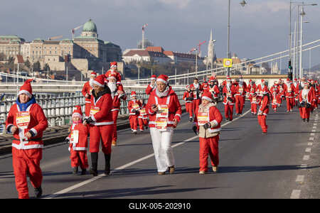 Santa Run in Budapest-stock-foto