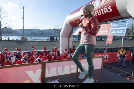 Santa Run in Budapest-stock-foto