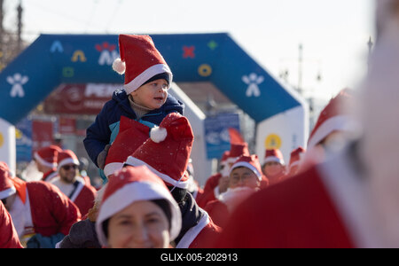 Santa Run in Budapest-stock-foto