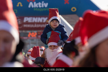Santa Run in Budapest-stock-foto