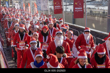 Santa Run in Budapest-stock-foto