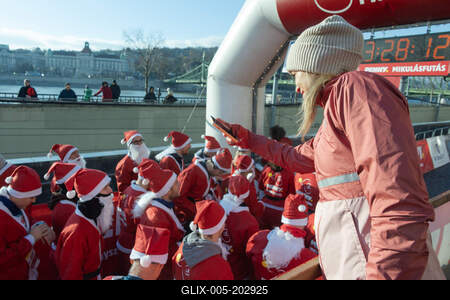 Santa Run in Budapest-stock-foto