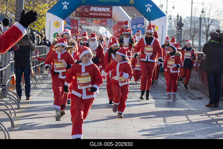 Santa Run in Budapest-stock-foto