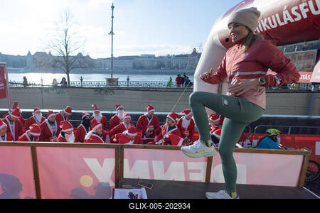 Santa Run in Budapest-stock-foto