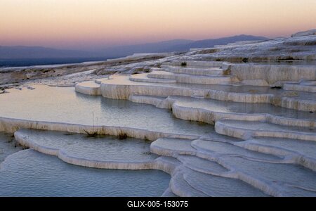 Pools at sunset, Pamukkale, UNESCO World Heritage Site, Anatolia, Turkey, Asia Minor-stock-foto