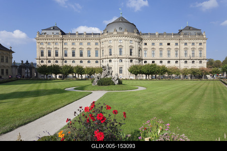 Residenz, Baroque Palace, built by Balthasar Neumann, Hofgarten Park, UNESCO World Heritage Site, Wurzburg, Franconia, Bavaria, Germany, Europe-stock-foto