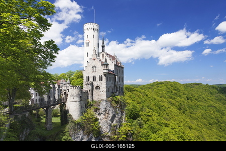 Lichtenstein Castle in spring, Swabian Alb, Baden Wurttemberg, Germany, Europe-stock-foto