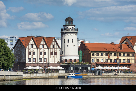 Fishing Village along the Pregel river, Kaliningrad, Russia-stock-foto