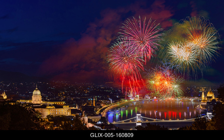 Fireworks in August 20th in Budapest-stock-foto
