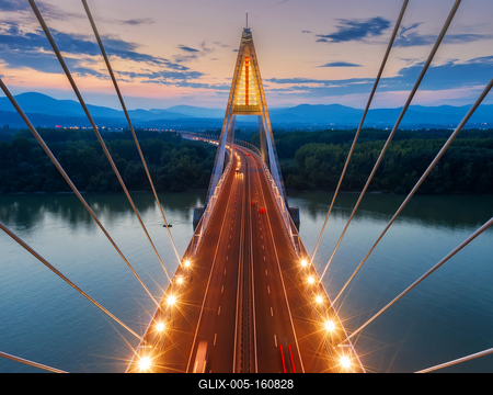 Megyeri bridge with Danube river, Budapest, Hungary-stock-foto