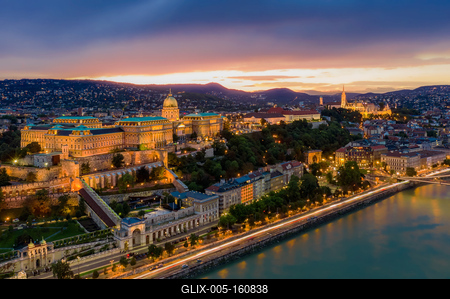 Aerial photo of Buda Castle with Danube river, Budapest, Hungary-stock-foto