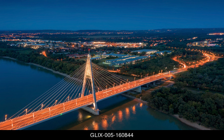 Megyeri bridge with Danube river, Budapest, Hungary-stock-foto