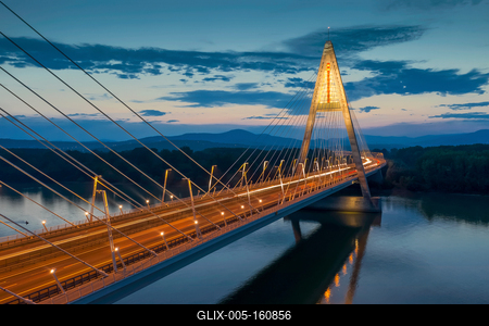 Megyeri bridge with Danube river, Budapest, Hungary-stock-foto
