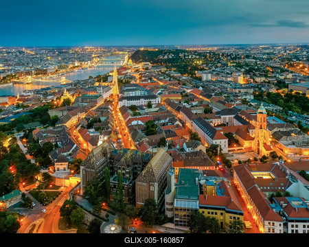Aerial photo of Buda Castle with Danube river, Budapest, Hungary-stock-foto