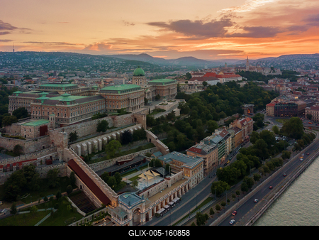 Aerial photo of Buda Castle with Danube river, Budapest, Hungary-stock-foto