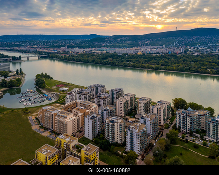 Aerial photo of Marina Bay Residence, Budapest, Hungary-stock-foto