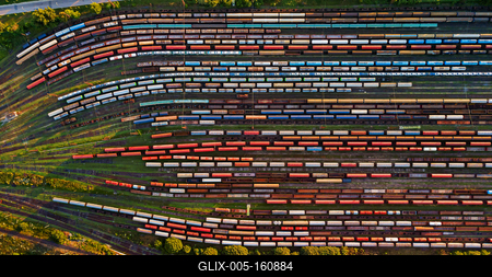 Aerial view on railway track lines, Budapest, Hungary-stock-foto