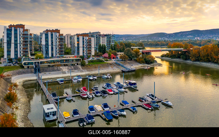 Aerial photo of Marina Bay Residence, Budapest, Hungary-stock-foto